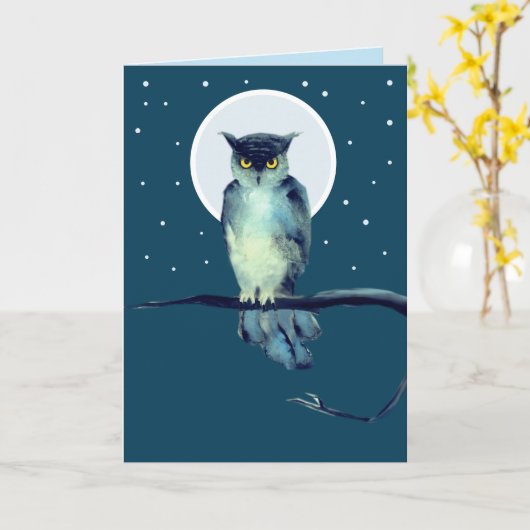 Starry Owl Blank Folded Greeting Card Karte (Gelbe Blume)