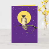 Starry Owl Herbstkarte (Leere) in Lila und Gold Karte (Gelbe Blume)