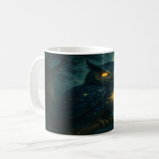 Starry Owl - Moonlit Forest Guardian Kaffeetasse (Vorderseite Links)
