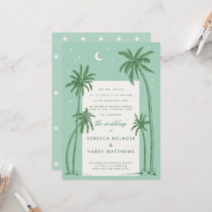 Starry Palm Trees Green boho Hochzeitseinladung Einladung