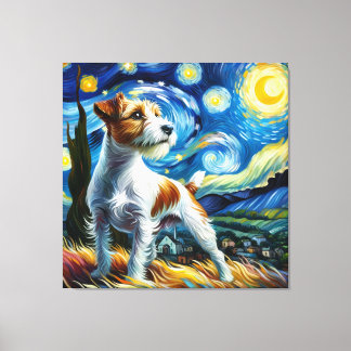 Starry Parson Russell Terrier Dog Portrait Leinwanddruck