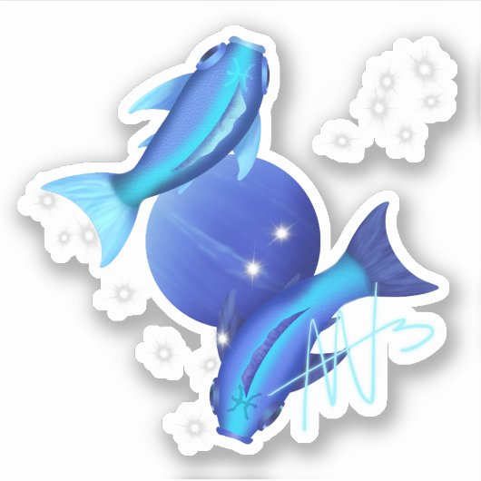 Starry Pisces Neptune Zodiac Aufkleber (Vorderseite)