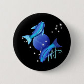 Starry Pisces Neptune Zodiac Button (Vorderseite)