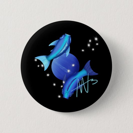 Starry Pisces Neptune Zodiac Button (Vorderseite)