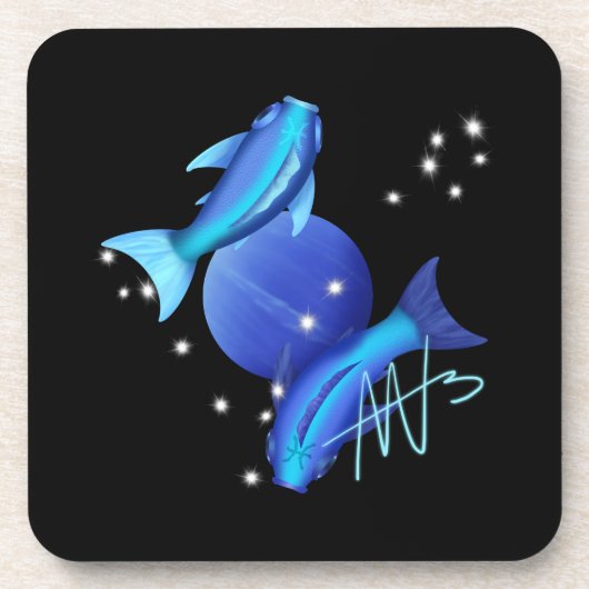 Starry Pisces Neptune Zodiac Getränkeuntersetzer (Vorderseite)