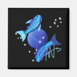 Starry Pisces Neptune Zodiac Magnet