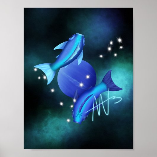 Starry Pisces Neptune Zodiac Poster (Vorne)
