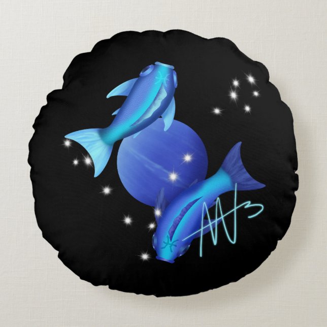 Starry Pisces Neptune Zodiac Rundes Kissen (Vorderseite)