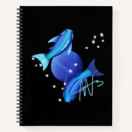 Starry Pisces Neptune Zodiac Spiral Notizblock