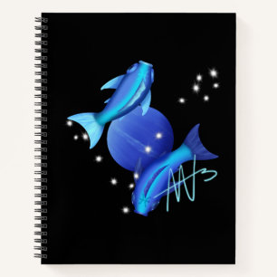 Starry Pisces Neptune Zodiac Spiral Notizblock