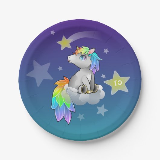 Starry Regenbogenunicorn-kundengerechter Pappteller (Vorderseite)
