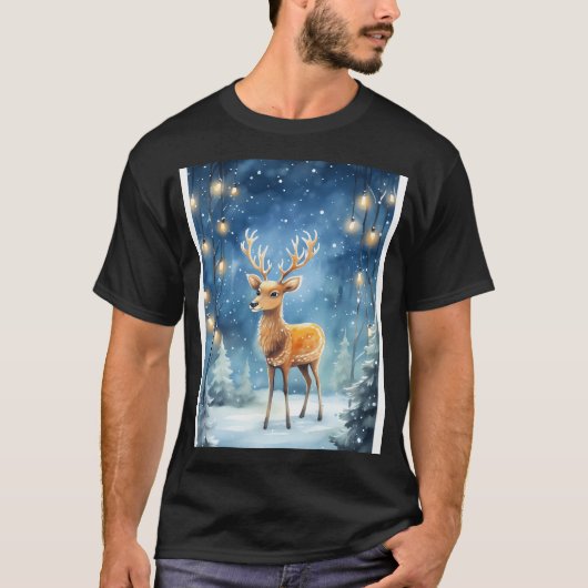 Starry Reindeer Night T-Shirt (Vorderseite)