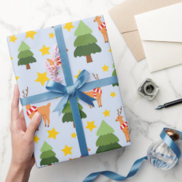 Starry Reindeer Nights Weihnachtsbaum Light Blue Geschenkpapier