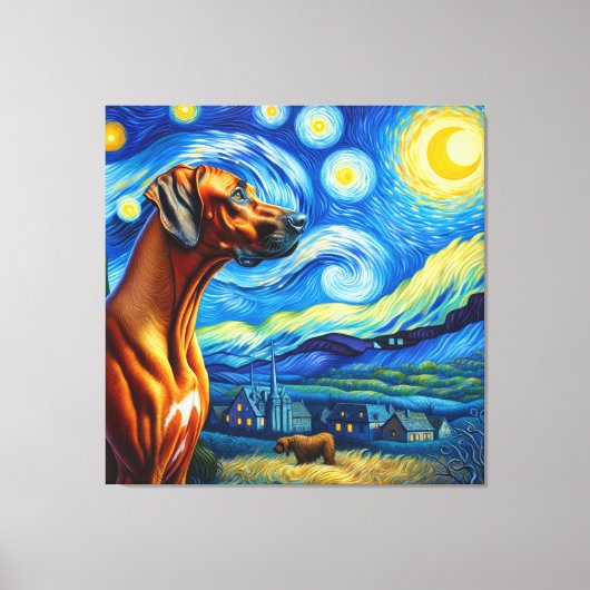 Starry Rhodesian Ridgeback Dog Portrait Leinwanddruck (Vorderseite)