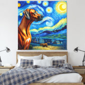 Starry Rhodesian Ridgeback Dog Portrait Leinwanddruck (Insitu (Schlafzimmer))