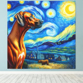 Starry Rhodesian Ridgeback Dog Portrait Leinwanddruck (Insitu (Holzboden))