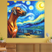 Starry Rhodesian Ridgeback Dog Portrait Leinwanddruck (Insitu (Wohnzimmer))