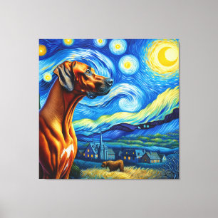 Starry Rhodesian Ridgeback Dog Portrait Leinwanddruck
