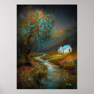 Starry River Hütte - traumhafte Landschaft Poster