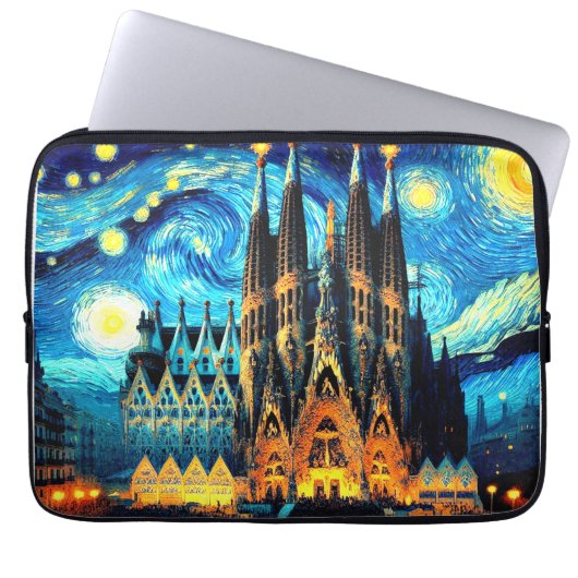 Starry Sagrada Familia Barcelona Laptopschutzhülle (Vorderseite)