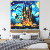 Starry Sagrada Familia Barcelona Leinwanddruck (Insitu (Schlafzimmer))
