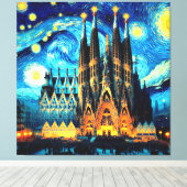 Starry Sagrada Familia Barcelona Leinwanddruck (Insitu (Holzboden))
