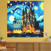 Starry Sagrada Familia Barcelona Leinwanddruck (Insitu (Wohnzimmer))