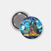 Starry Sagrada Familia Barcelona Magnet (Vorderseite/Rückseite)