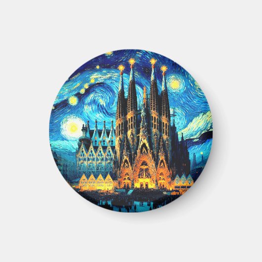Starry Sagrada Familia Barcelona Magnet (Vorne)