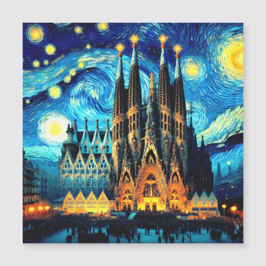 Starry Sagrada Familia Barcelona Magnetkarte (Vorderseite)