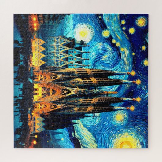 Starry Sagrada Familia Barcelona Puzzle (Horizontal)