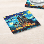 Starry Sagrada Familia Barcelona Rechteckiger Pappuntersetzer (angewinkelt)