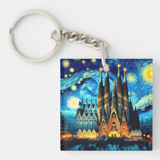 Starry Sagrada Familia Barcelona Schlüsselanhänger (Vorderseite)