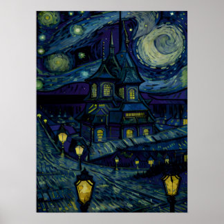Starry Sanctuary im Stil von Van Gogh Poster