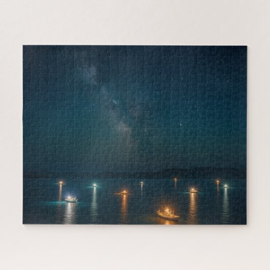 Starry Sea and Night Fishing Lights Puzzle (Horizontal)
