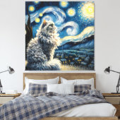 Starry Selkirk Rex Cat Portrait - Haustier Portrai Leinwanddruck (Insitu (Schlafzimmer))