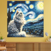 Starry Selkirk Rex Cat Portrait - Haustier Portrai Leinwanddruck (Insitu (Wohnzimmer))