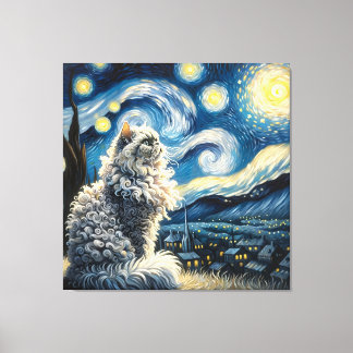 Starry Selkirk Rex Cat Portrait - Haustier Portrai Leinwanddruck