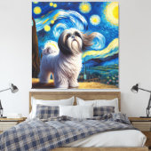 Starry Shih Tzu Dog Portrait - Portrait für Hausti Leinwanddruck (Insitu (Schlafzimmer))