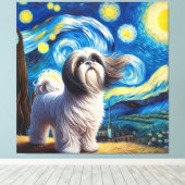 Starry Shih Tzu Dog Portrait - Portrait für Hausti Leinwanddruck (Insitu (Holzboden))