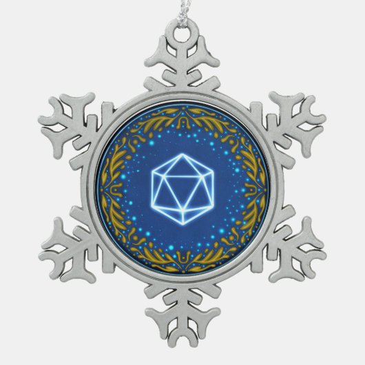 Starry Skies D20 Schneeflocken Zinn-Ornament (Vorderseite)