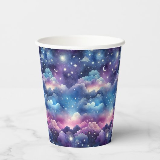 Starry Sky Baby Shower Pappbecher (Rückseite)