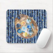 Starry Sky Blue Peach Yellow Paint Mousepad (Mit Mouse)