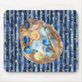 Starry Sky Blue Peach Yellow Paint Mousepad (Vorne)