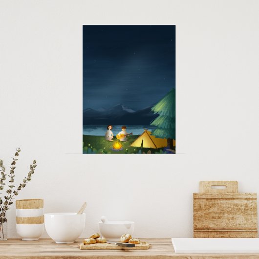 Starry Sky Camping Couple Zent Poster (Küche)