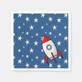 Starry Sky Fat Rocket Ship Serviette (Vorderseite)