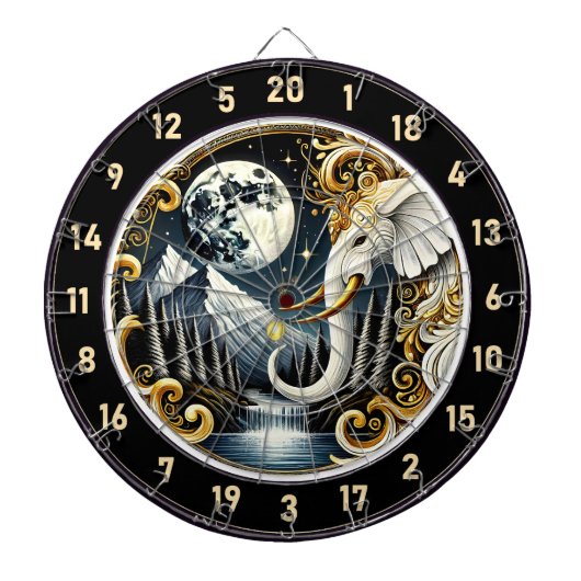 Starry Sky Frames Graceful White Elephant Dartscheibe (vorne)