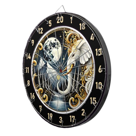 Starry Sky Frames Graceful White Elephant Dartscheibe (Vorderseite rechts)