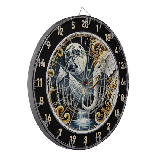 Starry Sky Frames Graceful White Elephant Dartscheibe (Vorderseite Links)