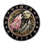 Starry Sky Frames Lone Pink Wolf Dartscheibe (vorne)
